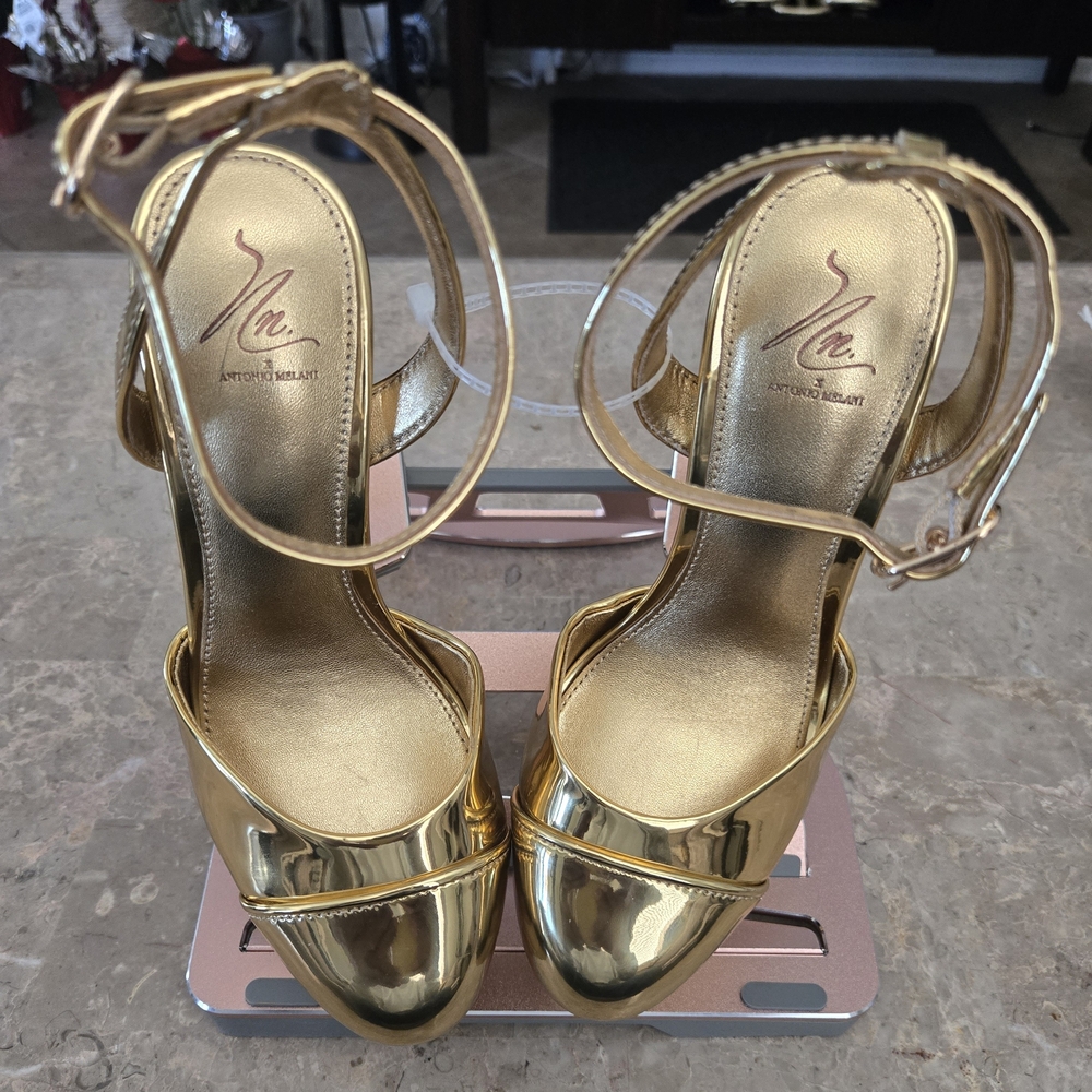 Antonio Melani x Nat Note Pia Mirror Metallic Platform Pumps. Gold  (Size 5.5) - Picture 2 of 14